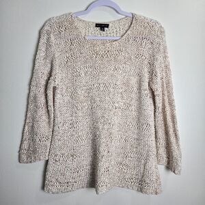 WILLI SMITH Beach‎ Open knit 3/4 Sleeve Minimalist Demure Top M